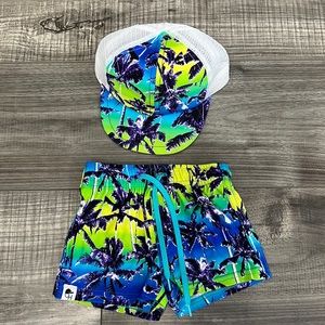 George Hats trucker and matching swim trunks. Hat 18-19” swim trunks 6-12.